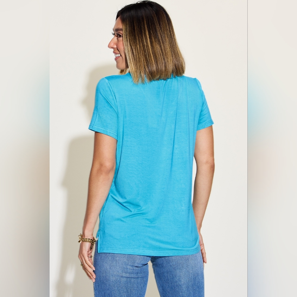 Basic Bae Full Size V-Neck High-Low T-Shirt - Picture 2 of 5